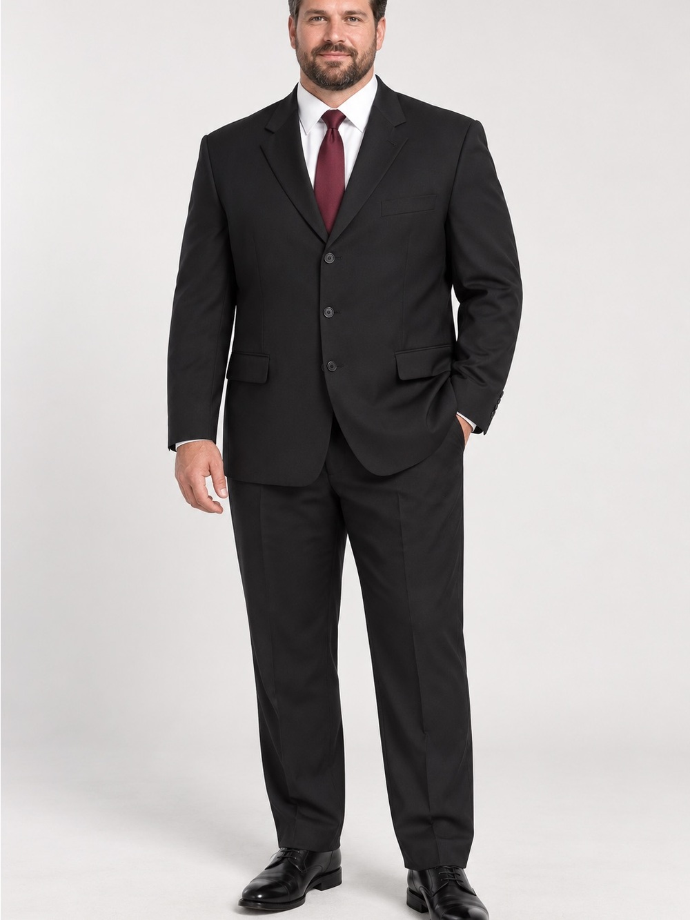 Pronto Uomo Firenze Black Wool 2-Piece Suit 46R Jacket 41R Pants Italy